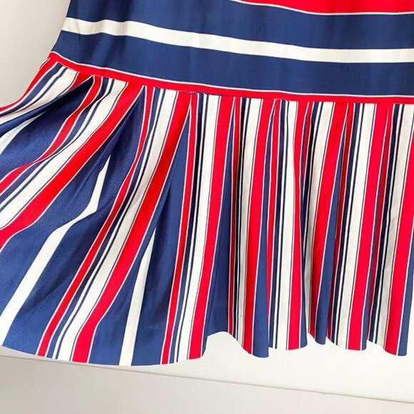 Vintage Harold Williams  Striped Nautical Tennis Casual Dress w Pleated Skirt M - Picture 3 of 5